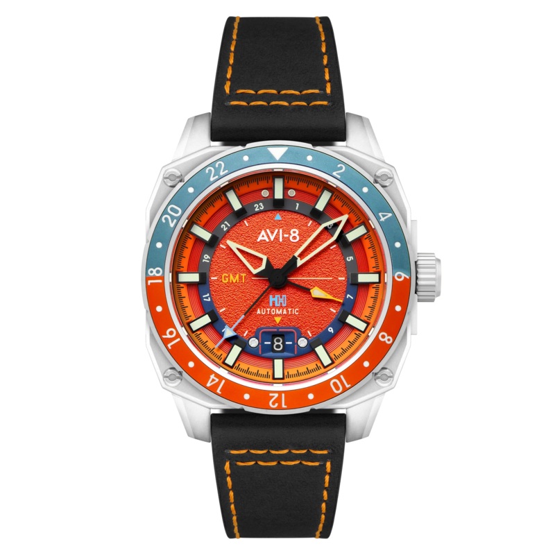 AVI-8 Hawker Hunter Atlas GMT Men's Orange Automatic Watch AV-4122-06