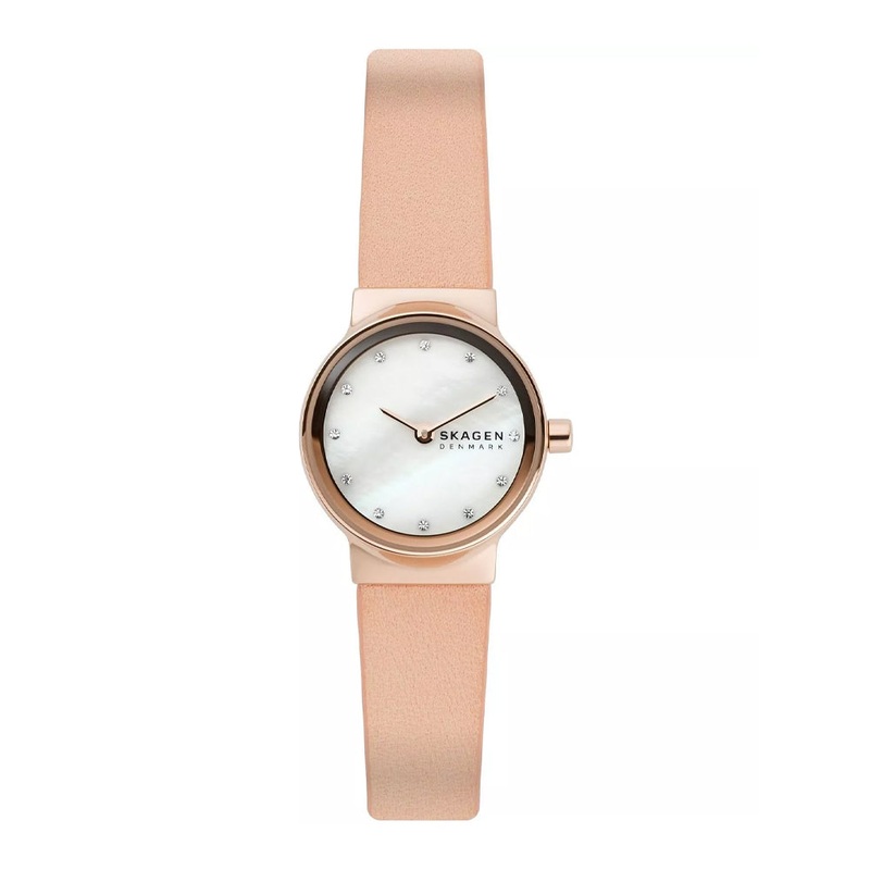 SKAGEN SKW1113  Freja Two Hand Pink Leather Women's Watch 26 White Stainless Steel