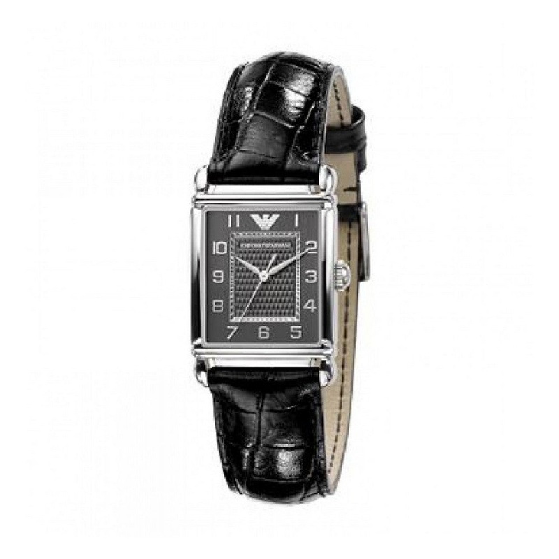 Emporio Armani Genuine Black Leather Women's Watch AR0424 24 Black Stainless Steel