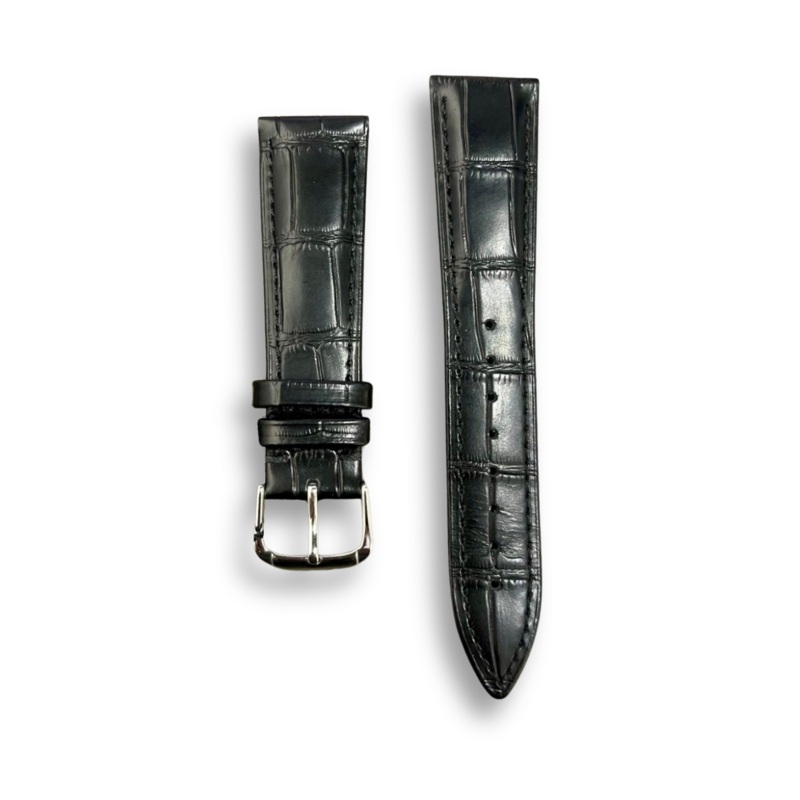 Genuine Leather Crocodile Textured Strap 22mm - Blue