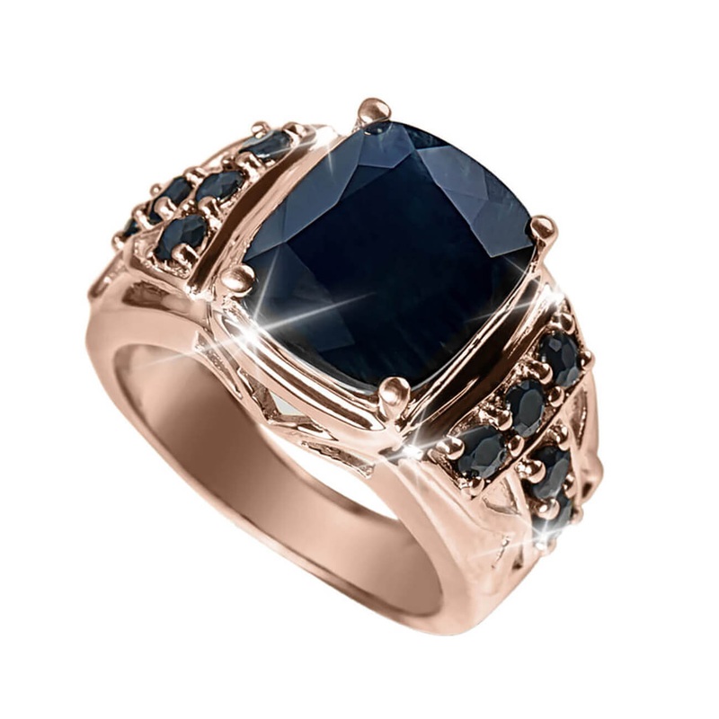 Midnight Sapphire Rose Men's Ring 9