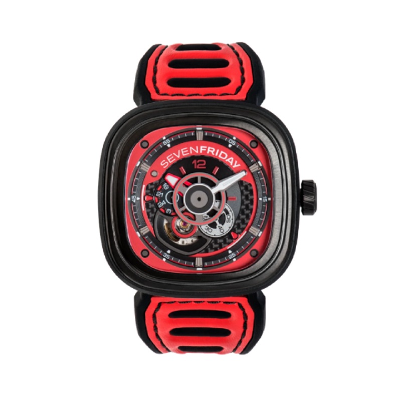 7Friday Red Silicone Strap Red Dial Automatic Watch for Gents - P3B/06-X136