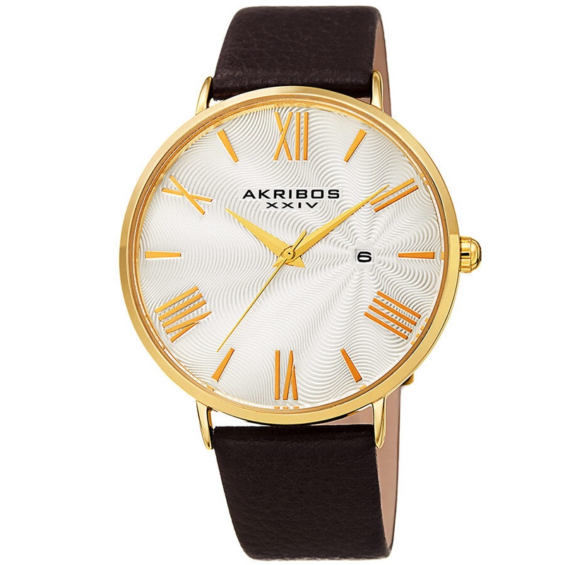 Akribos Xxiv Waves White Dial Men's Watch AK1041YGBR