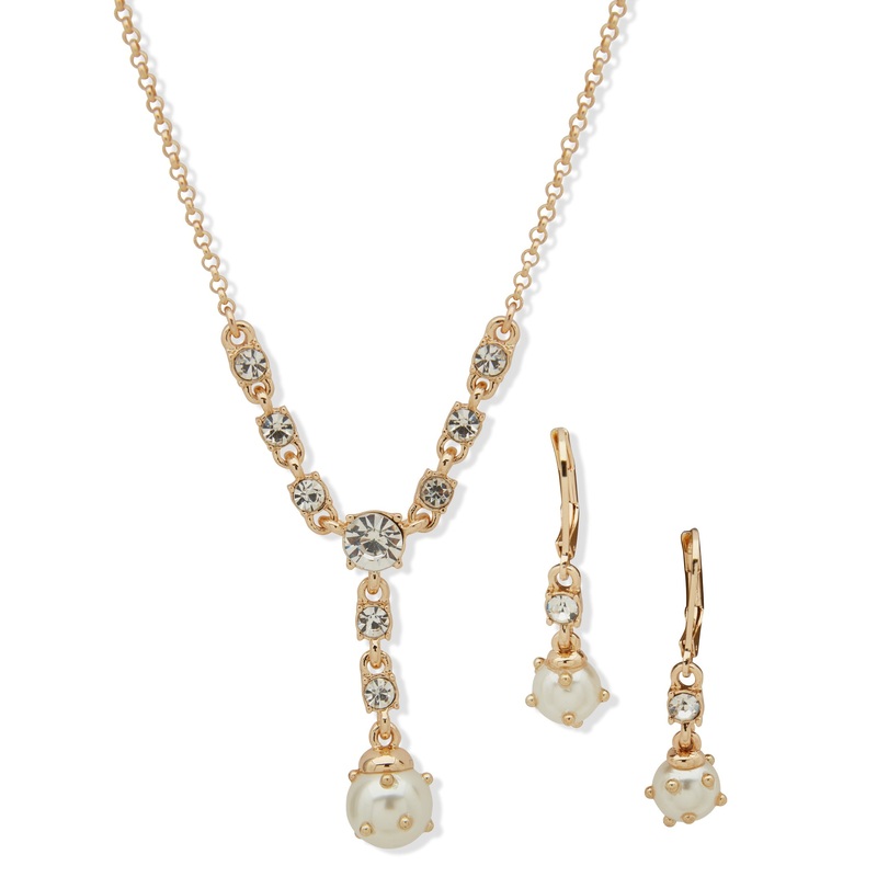 Anne Klein 01S00263 Earring & Necklace Set Gold Brass, Steel Set