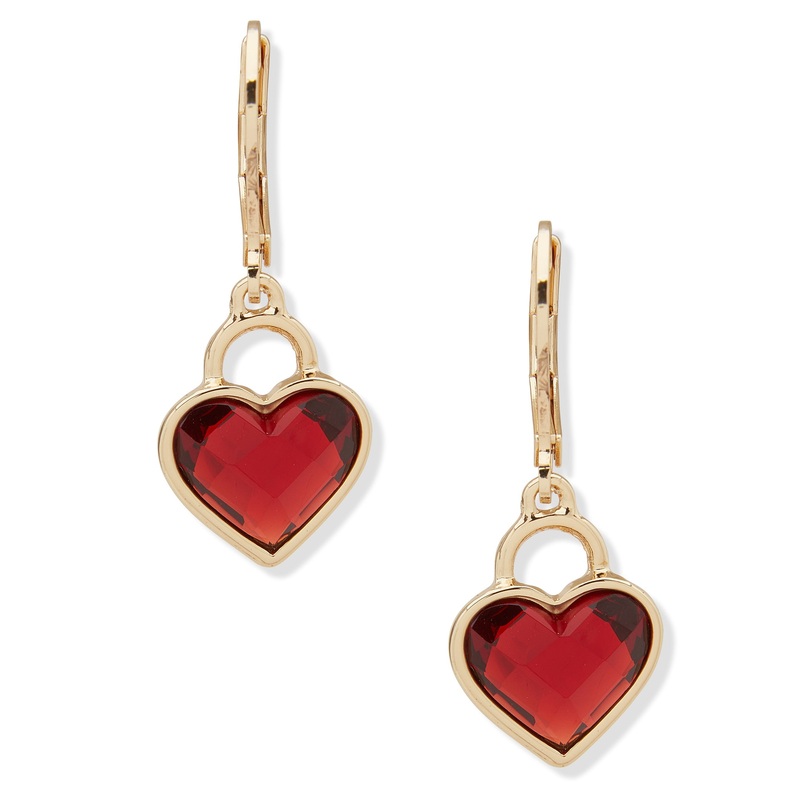 Anne Klein 01G01087 Heart Motif Drop Earrings GOLD BRASS PIERCED EARRING