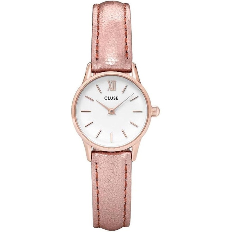 CLUSE CL50020 La Vedette Rose-Tone Leather Women's Watch 24 White Stainless Steel