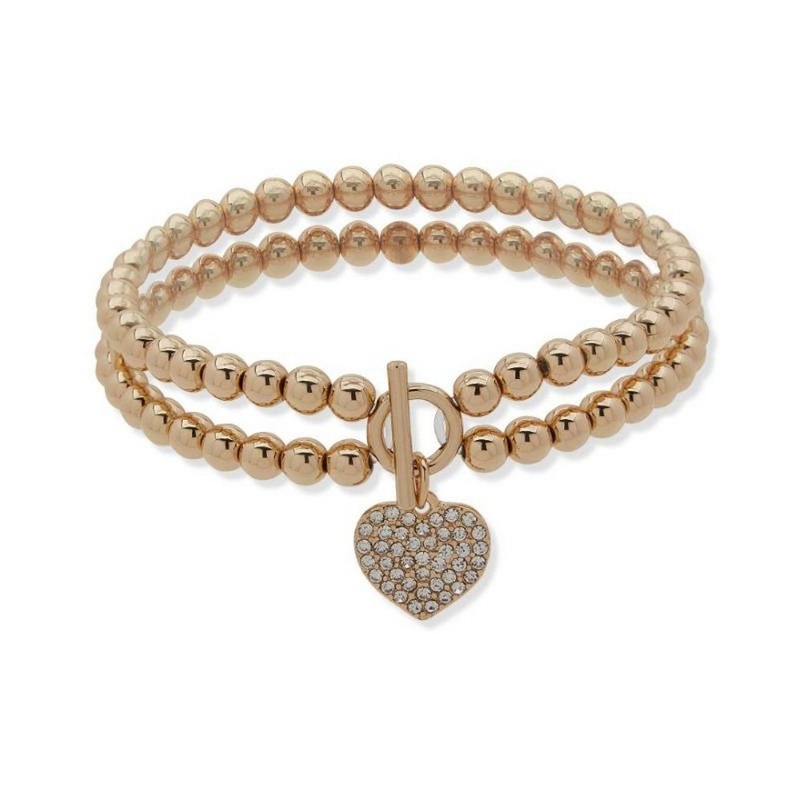 Nine West Jewelry 19B00528 A stretch bracelet with faceted bead Gold Base metal Rose gold-tone Plating BRACELET