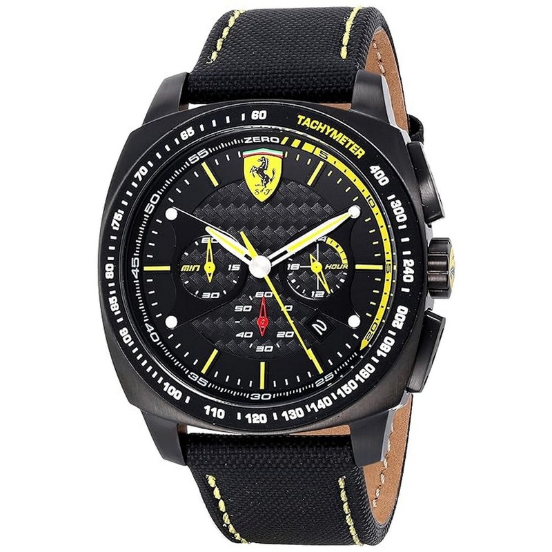 SCUDERIA Ferrari 0830165 Aero Evo Chronograph Quartz Black Dial Men's Watch 46 Black Fabric