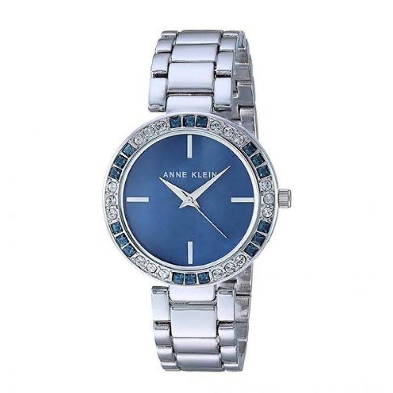 Anne Klein AK/3359BMSV Ladies Quartz Watch 34 Blue Stainless Steel