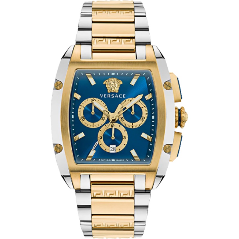 Versace Dominus Two-tone Stainless Steel Blue Dial Chronograph Quartz Watch for Gents - VE6H00723