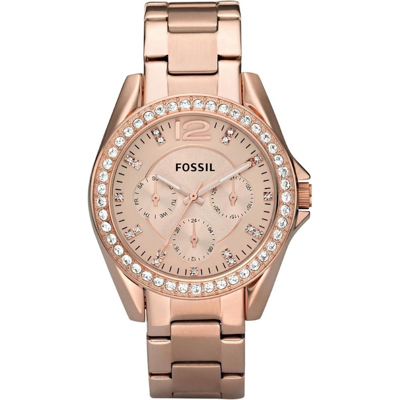 Fossil ES2811 Women's Riley Quartz Stainless Steel Multifunction Watch Color Gold Glitz Model ES2811 38 Gold Stainless Steel