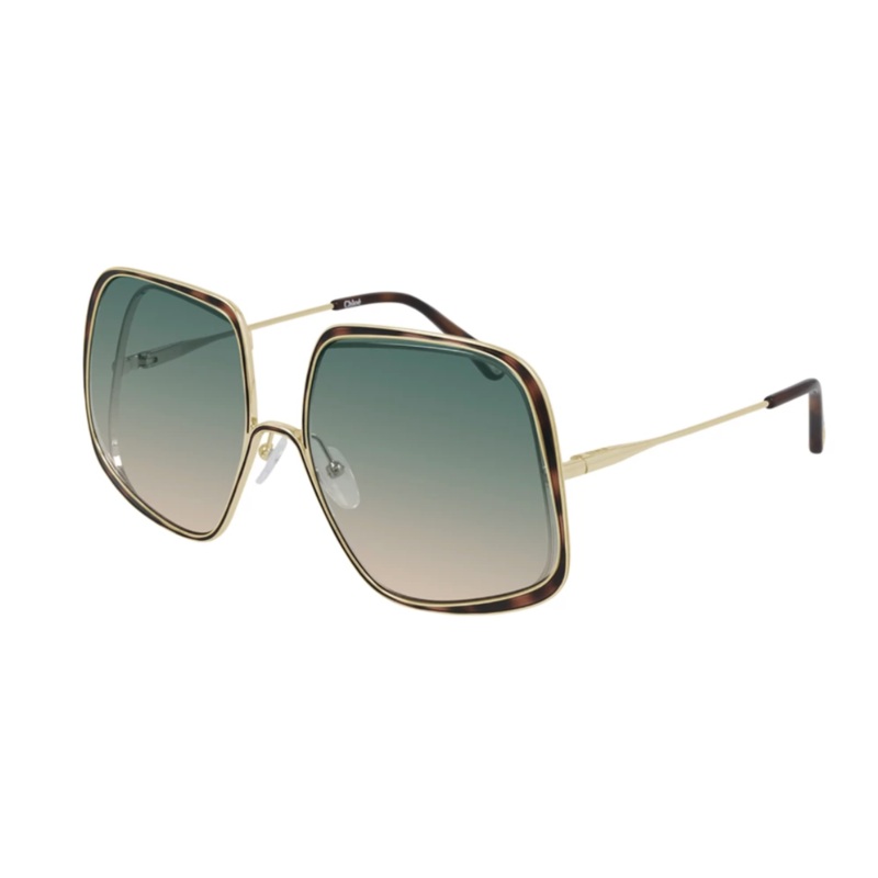 Chlo Women's Sunglasses Hanah Oversized Square Tortoise/Green CH0035S-004 62