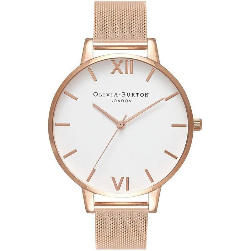 OLIVIA BURTON OB15BD79 Big Dial Rose Gold Women's Mesh Watch 38 White Stainless Steel