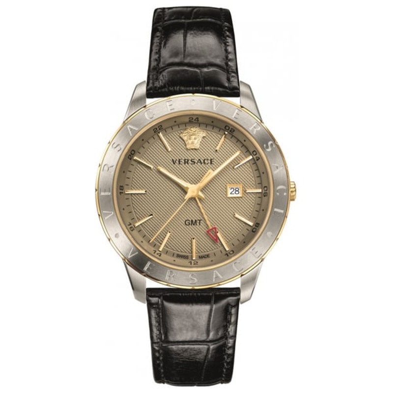 Versace Univers Black Leather Strap Men's Watch VEBK00218