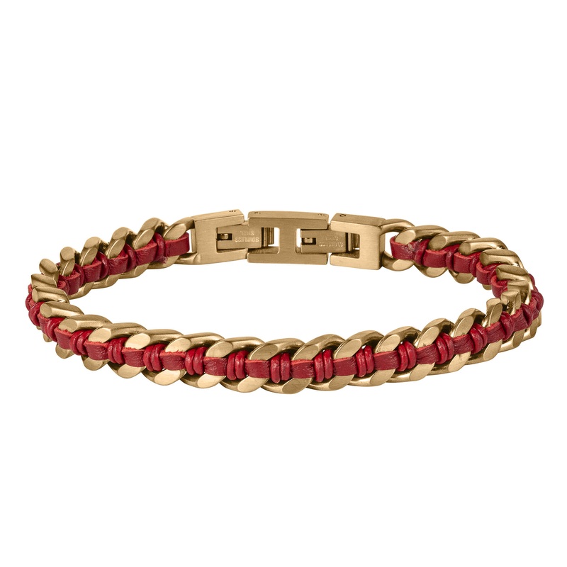 Woven Ridge Red Mens Bracelet