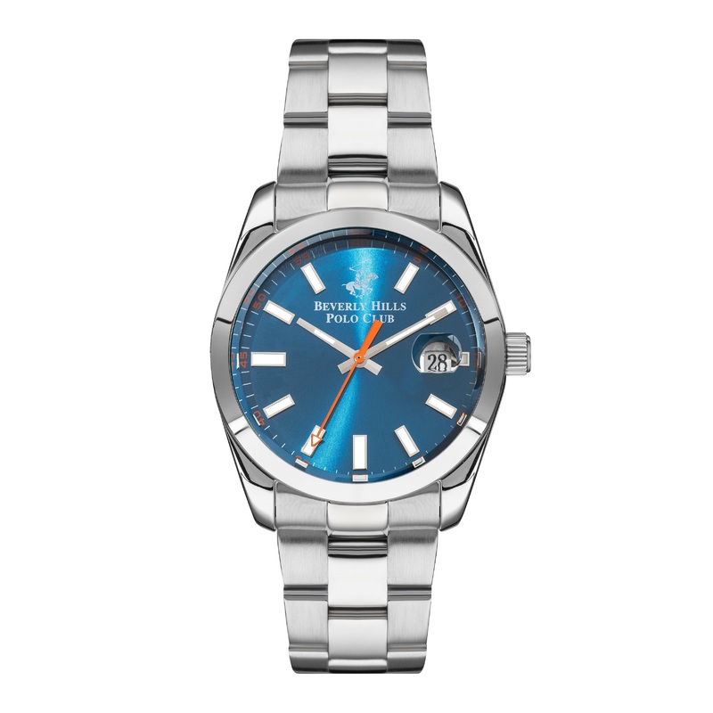 BEVERLY HILLS POLO CLUB Mens Analog Blue Sunray Brush Dial Watch  BP3288X.390