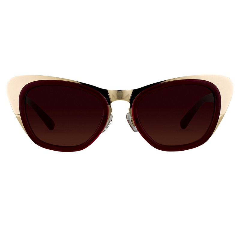 Erdem Sunglasses Cat Eye Gold and Maroon