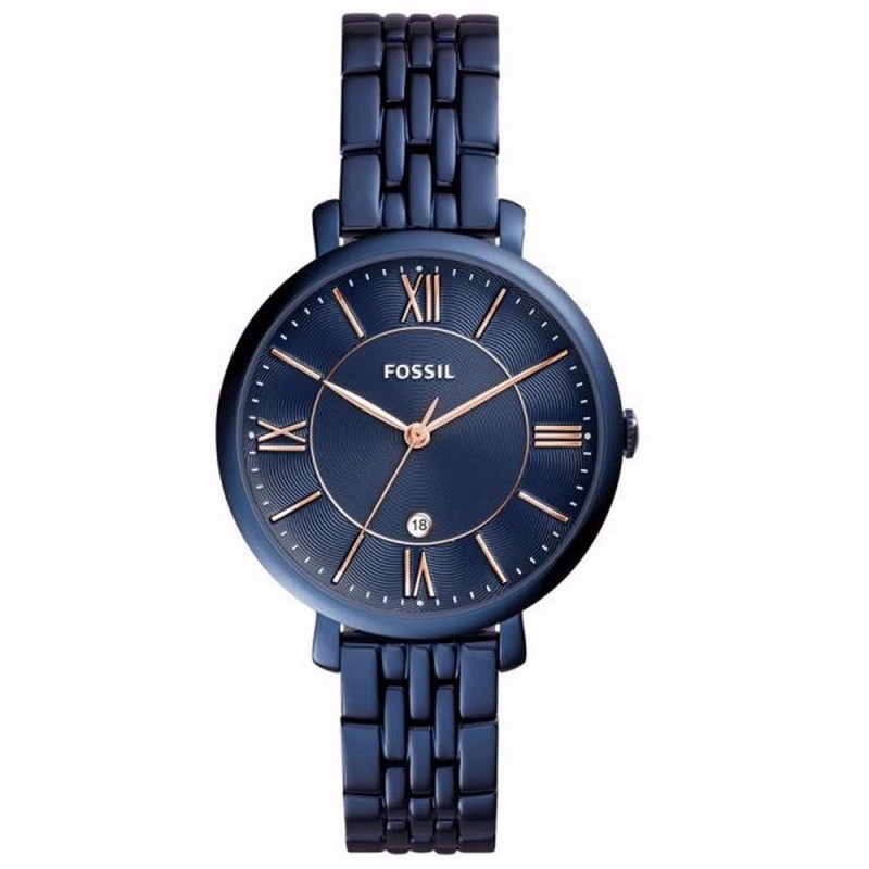 Fossil Jacqueline Three-Hand Date Blue Stainless Steel Watch ES4094 36 Blue Stainless Steel