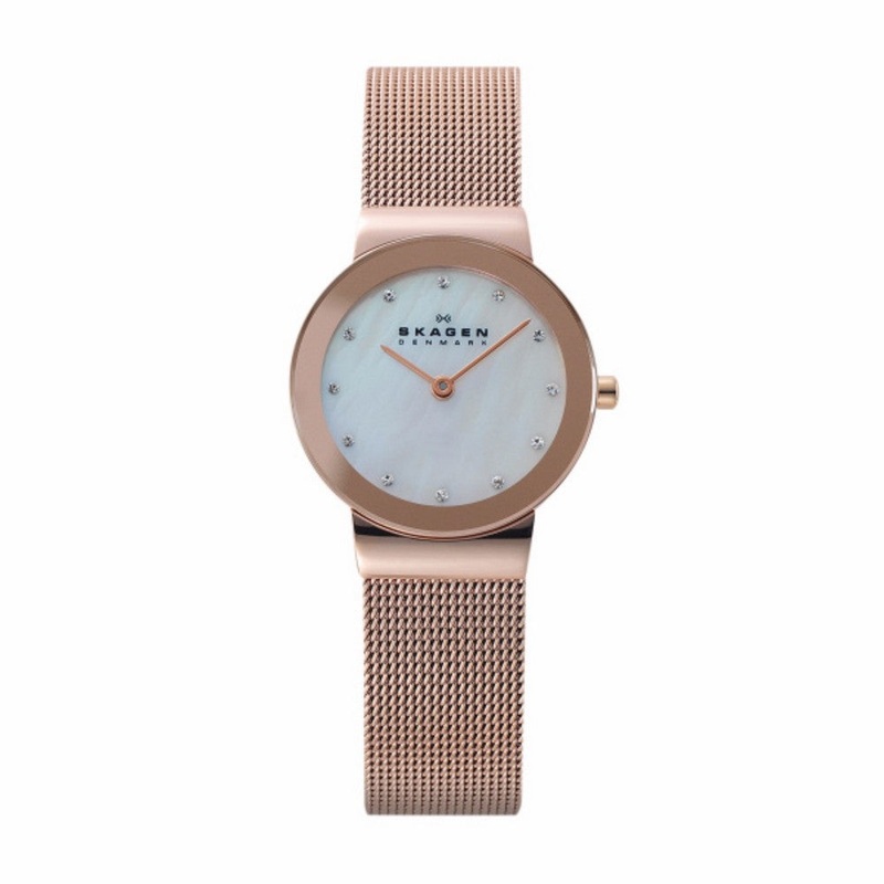 SKAGEN 358SRRD Freja Mother of Pearl Dial Rose Gold-tone Women's Watch 26 White Stainless Steel