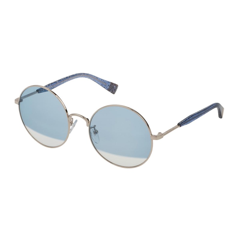Furla Women's Sunglasses Round Gold/Blue SFU235 0594
