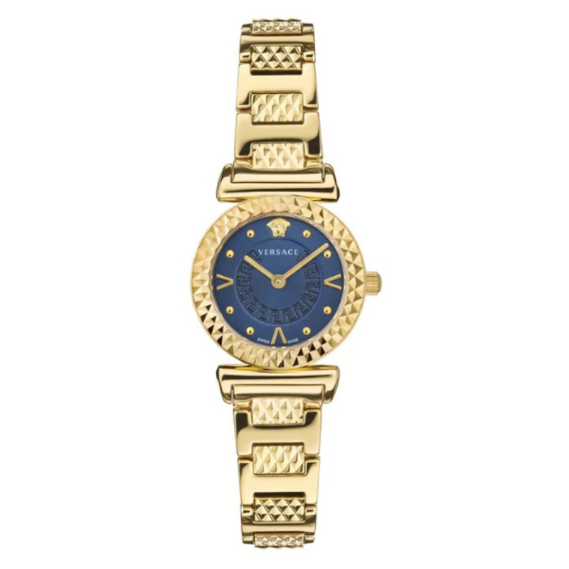 Versace Mini Vanity Gold Stainless Steel Blue Dial Quartz Watch for Ladies - VEAA01420