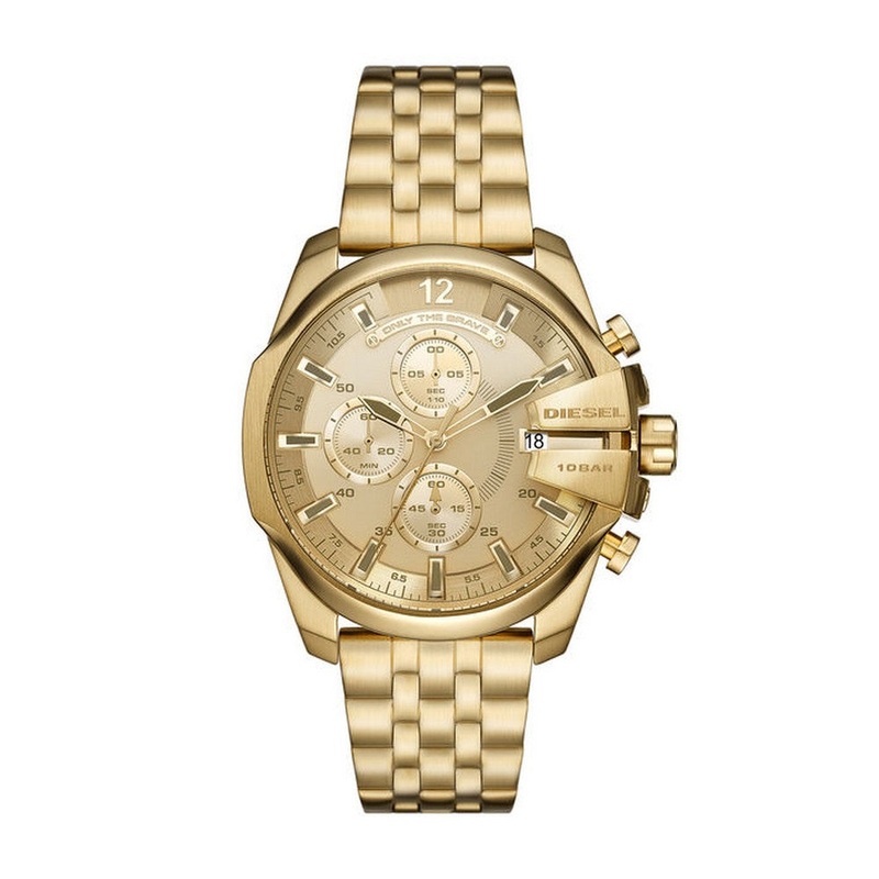 DIESEL DZ4565 Baby Chief Stainless Steel Chronograph Goldtone Men's Watch 43 Gold Stainless Steel