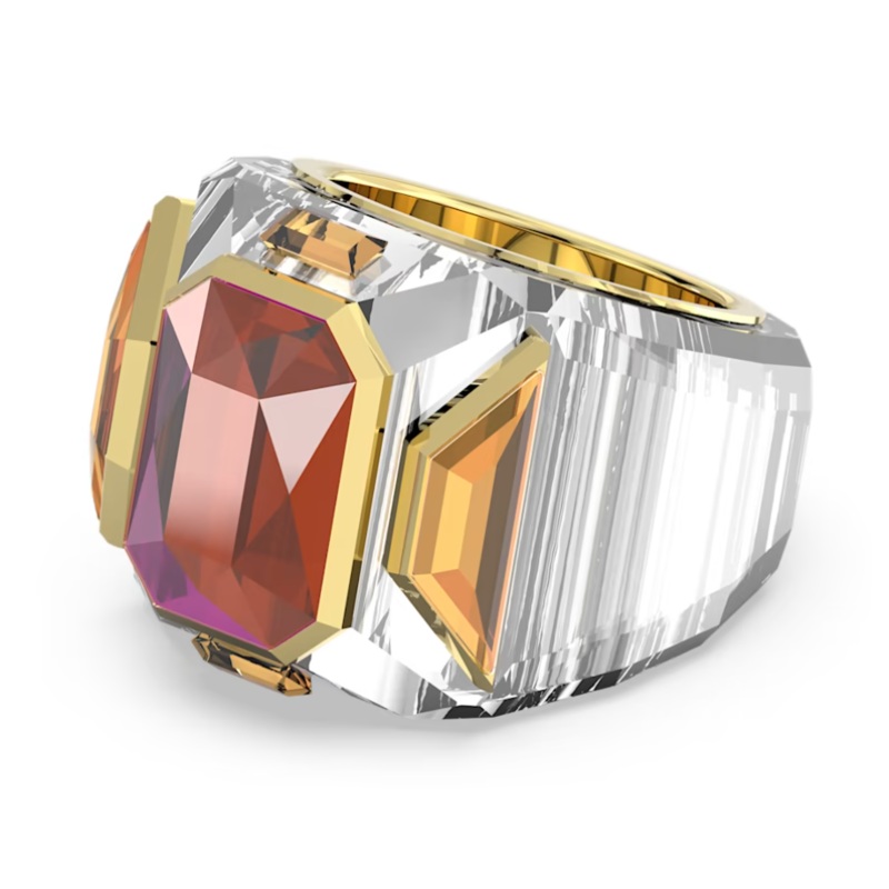 Swarovski Chroma Cocktail Ring Pink and Gold 60