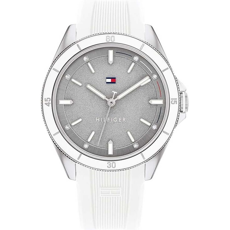 Tommy Hilfiger 1782478 Geay Dial Silicone Strao Women's Watch 38 Grey Stainless Steel