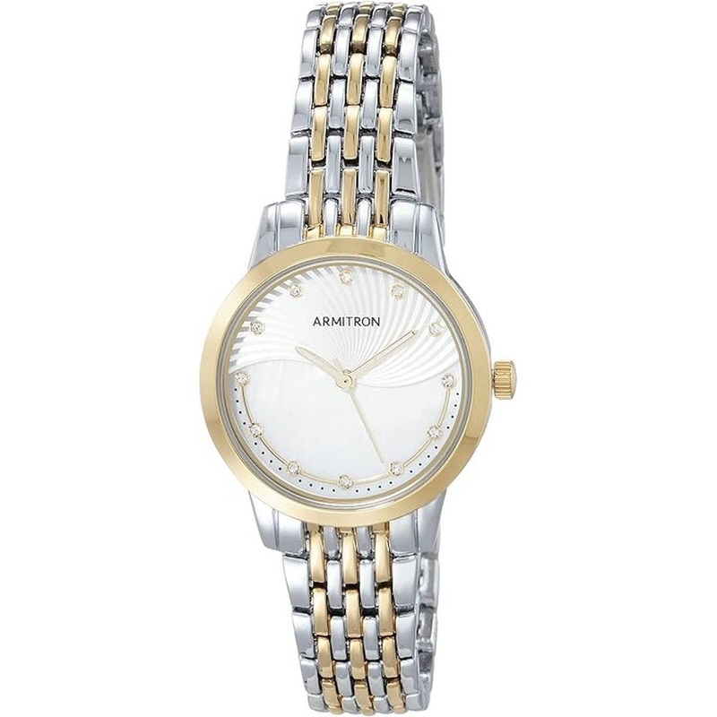 Armitron 75/5821 Genuine Crystal Accented Bracelet Women's Watch 38 White Metal