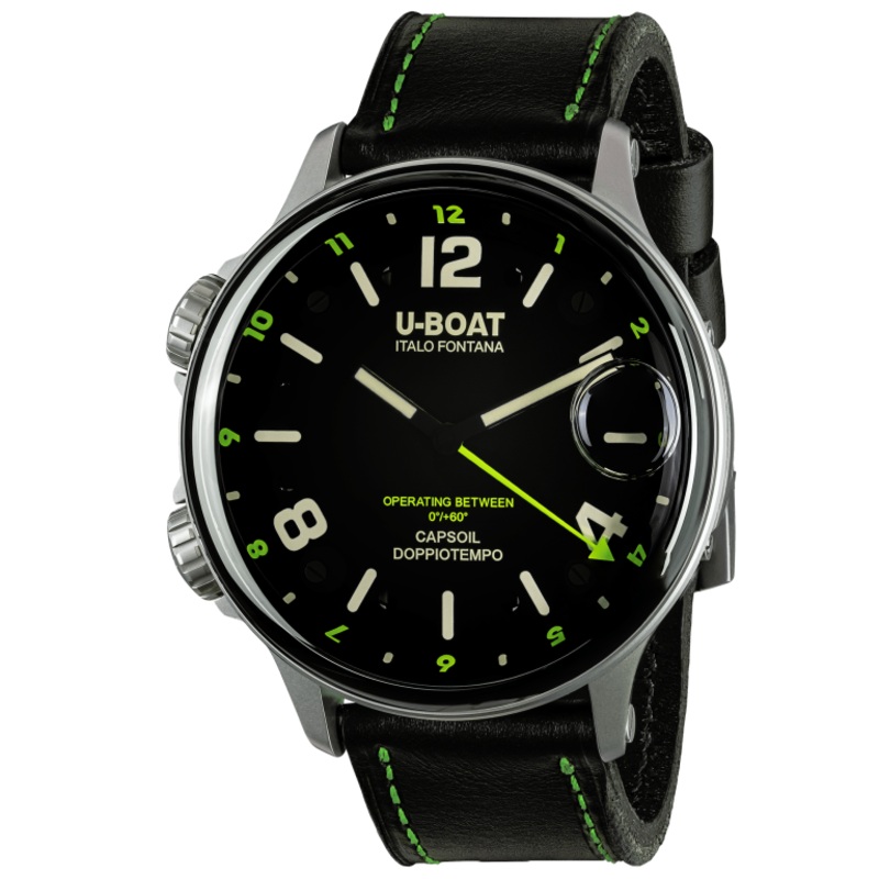 U-Boat Men's Watch Capsoil Doppiotempo 55mm Black Green Rehaut 9676
